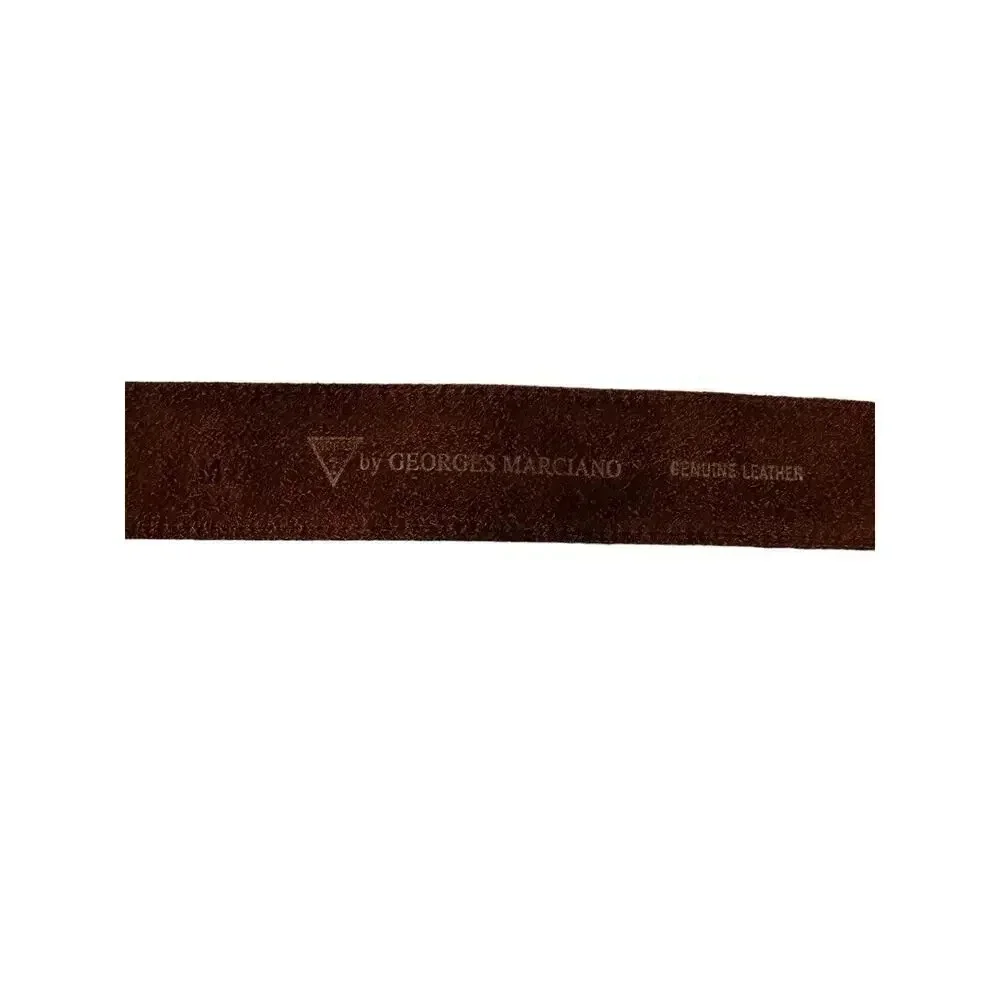 Guess By Georges Marciano Genuine Leather Brown Belt With Embellished Buckle M